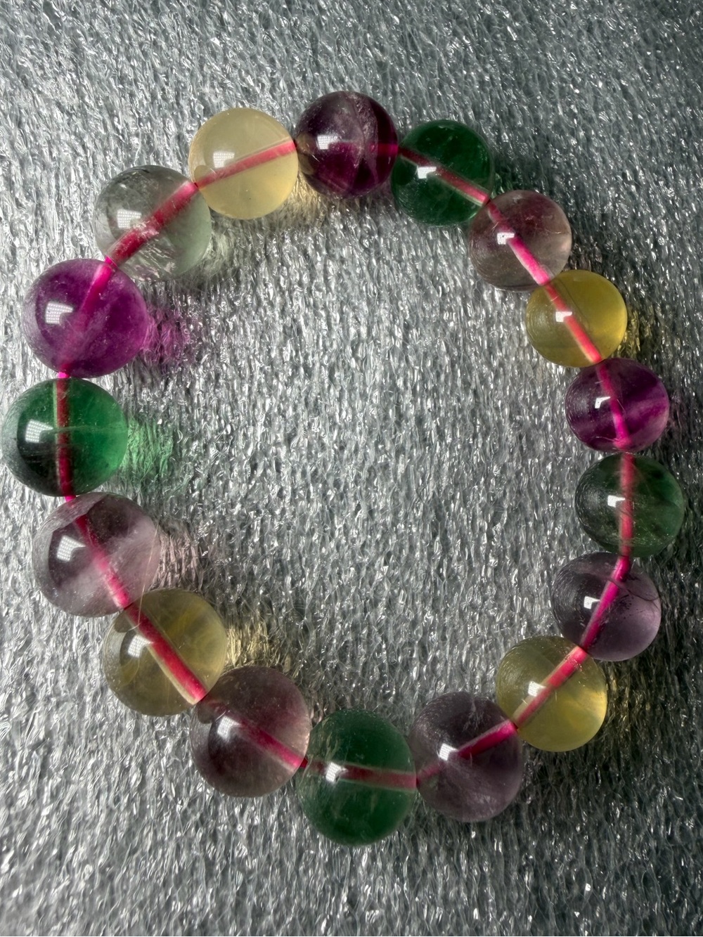12MM Colorful Fluorite Natural Crystal Bracelet